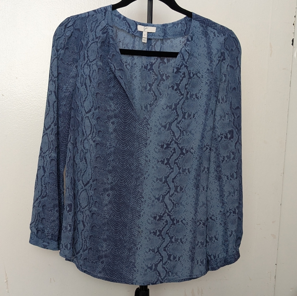 Joie Silk Blue Snake Print Women's Top